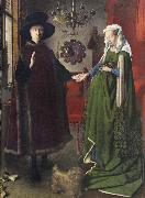 Jan Van Eyck, The Italian kopmannen Arnolfini and his youngest wife some nygifta in home in Brugge